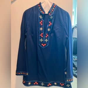 Beautiful navy blue Tory Burch tunic with fun sequin accents!!
